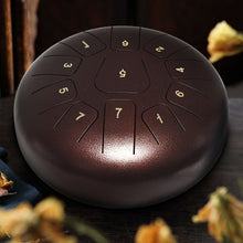 Load image into Gallery viewer, 10" High Carbon 11 Notes Steel Tongue Drum with Drum Hammer-Coffee
