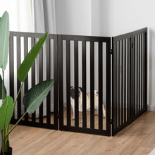 Load image into Gallery viewer, 35'' Folding Standing 4 Panel Wood Pet Fence-Brown
