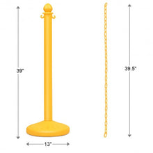 Load image into Gallery viewer, 6PC Set 39.5" Chain C-Hooks Fillable Base Plastic Stanchion -Yellow
