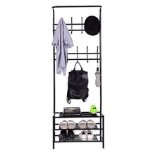 Load image into Gallery viewer, Metal Entryway Coat Hat Shoes Rack 18 Hooks Garment Rack
