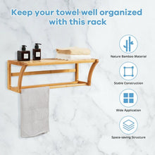 Load image into Gallery viewer, Bamboo Towel Bar Wall Mounted Storage Towel Rack Bathroom Shelf
