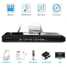 Load image into Gallery viewer, 88 Key Electronic Roll Up Piano Silicone Keyboard-Black
