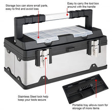 Load image into Gallery viewer, 18" Tool Box Stainless Steel and Plastic Portable Organizer with Lid
