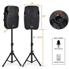 Load image into Gallery viewer, Portable DJ Speaker w/Active &amp; Passive Speakers &amp; 2 Speaker Stands  Microphone
