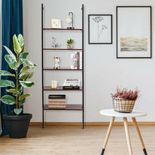 Load image into Gallery viewer, 5-Tier Metal Frame Ladder Shelf -Brown
