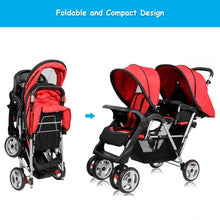Load image into Gallery viewer, Foldable Twin Baby Double Stroller Kids Jogger Travel Infant Pushchair 3 color-Red
