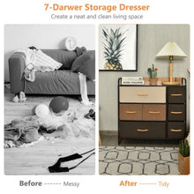 Load image into Gallery viewer, 7 Drawer Tower Steel Frame and Wooden Top Dresser Storage Chest for Bedroom
