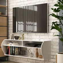 Load image into Gallery viewer, 48.5" 2 Tier Modern Wall Mounted Hanging Floating Shelf-White
