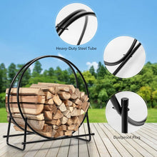 Load image into Gallery viewer, 30" Tubular Steel Log Hoop Firewood Storage Rack
