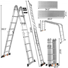 Load image into Gallery viewer, 15.5' 16-Step Multi Purpose Aluminum Folding Scaffold Ladder
