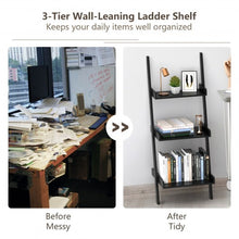 Load image into Gallery viewer, 3 Tier Leaning Rack Wall Ladder Book Shelf Bookcase Storage Display Multipurpose
