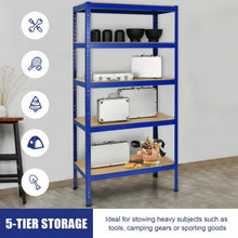 Load image into Gallery viewer, 71" Heavy Duty Steel Adjustable 5 Level Storage Shelves-Blue
