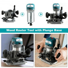 Load image into Gallery viewer, 1.25HP Palm Router Kit Variable Speed Woodworking with Plunge base
