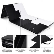 Load image into Gallery viewer, Gymnastics Mat Folding Portable Exercise Aerobics Exercise Mat-Black &amp; White
