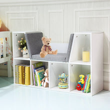Load image into Gallery viewer, 6-Cubby Kid Storage Bookcase Cushioned Reading Nook
