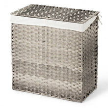 Load image into Gallery viewer, Laundry Hamper Hand-Woven Synthetic Rattan Laundry Basket-Gray
