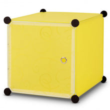 Load image into Gallery viewer, DIY Cube Portable Closet Wardrobe Storage Cabinet with Doors-Yellow
