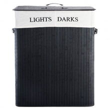 Load image into Gallery viewer, Double Rectangle Bamboo Hamper Laundry Basket-1PC Black
