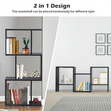 Load image into Gallery viewer, 3-tier S-Shaped Bookcase Free Standing Storage Rack Wooden
