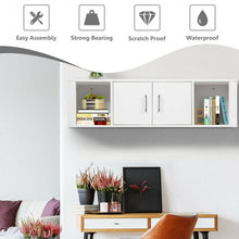 Load image into Gallery viewer, Wall Mounted Floating 2 Door Desk Hutch Storage Shelves-White
