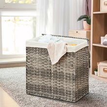Load image into Gallery viewer, Hand-woven Foldable Rattan Laundry Basket-Gray
