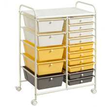 Load image into Gallery viewer, 15-Drawer Storage Rolling Organizer Cart-Yellow

