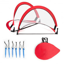 Load image into Gallery viewer, Two Pop Up Soccer Goal Set Foldable Training Football Net-4'
