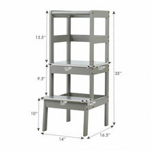 Load image into Gallery viewer, Wooden Kids Kitchen Learning Toddler Tower w/ Safety Rail-Gray
