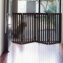 Load image into Gallery viewer, 35'' Folding Standing 4 Panel Wood Pet Fence-Brown
