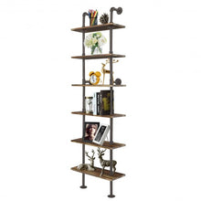 Load image into Gallery viewer, 6-Shelf Rustic Vintage Industrial Pipe Wall Shelf
