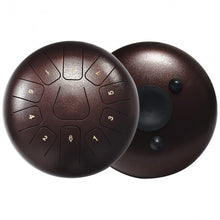 Load image into Gallery viewer, 10" High Carbon 11 Notes Steel Tongue Drum with Drum Hammer-Coffee
