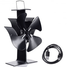 Load image into Gallery viewer, 4 Blades Fireplace Stove Fan Fuel Saving Eco USB
