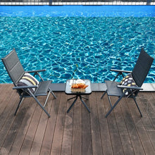 Load image into Gallery viewer, 2PCS Patio Folding Dining Chairs Aluminum Padded Adjustable Back-Gray
