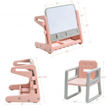 Load image into Gallery viewer, 2 in 1 Kids Easel Table and Chair Set  with Adjustable Art Painting Board-Pink
