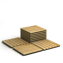 Load image into Gallery viewer, 10 PCS 12" x 12" Acacia Wood  Interlocking Stripe Deck Tiles
