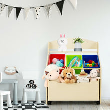 Load image into Gallery viewer, Kids Wooden Toy Storage Unit Organizer w/ Rolling Toy Box &amp; Plastic Bins-Natural

