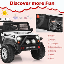 Load image into Gallery viewer, 12V Kids Remote Control Electric  Ride On Truck Car with Lights and Music -White

