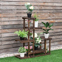 Load image into Gallery viewer, 6-Tier Garden Wooden Plant Flower Stand Shelf for Multiple Plants Indoor/Outdoor

