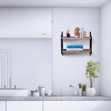 Load image into Gallery viewer, 2-Tier Rustic Wall Mounted Floating Shelf Multi-purpose Storage
