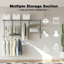 Load image into Gallery viewer, 3 to 6 ft Wall-Mounted Closet System Organizer Kit with Hang Rod -Gray
