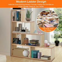 Load image into Gallery viewer, 6 Cubes Ladder Shelf Corner Bookshelf Storage Bookcase-Natural
