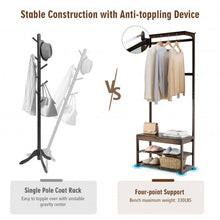 Load image into Gallery viewer, 5 In 1 Bamboo Coat Rack Shoe Bench Entryway Hall Tree with Storage Box-Coffee
