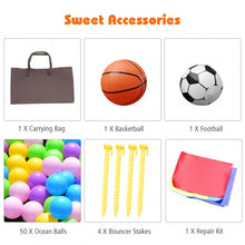 Load image into Gallery viewer, Castle Slide Inflatable Bounce House w/ Ball Pit &amp; Basketball Hoop
