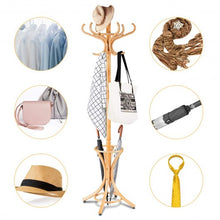 Load image into Gallery viewer, Wood Standing Hat Coat Rack with Umbrella Stand-Oak

