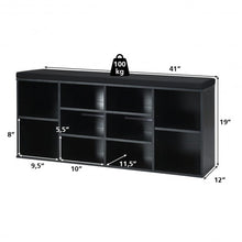 Load image into Gallery viewer, 10-Cube Organizer  Entryway Padded Shoe Storage Bench-Black
