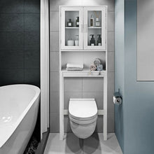Load image into Gallery viewer, Wooden over the toilet Storage Cabinet with Tower Rack
