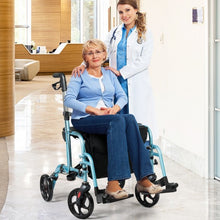 Load image into Gallery viewer, Aluminum Adjustable Folding Handle Medical Walker Rollator-Blue

