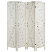 Load image into Gallery viewer, 5.6 Ft 4 Panels Folding Wooden Room Divider-White
