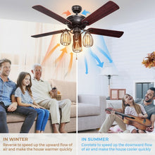 Load image into Gallery viewer, 52" Electric Ceiling Fan with 5 Blades and 3 Lights for Living Room and Bedroom

