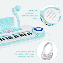 Load image into Gallery viewer, Multifunctional 37 Electric Keyboard Piano with Microphone-Blue
